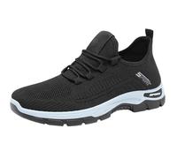 Mens Slip On Trainers Running Walking Mesh Slip On Shoes Lightweight Comfortable Orthopedic Arch Support Memory Foam Sneakers Breathable Gym Athletic Jogging Training Tennis Outdoor Footwear(Black)