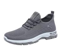 Mens Slip On Trainers Running Walking Mesh Slip On Shoes Lightweight Comfortable Orthopedic Arch Support Memory Foam Sneakers Breathable Gym Athletic Jogging Training Tennis Outdoor Footwear(Grey)