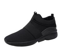 Men's Slip-On Trainers with Elastic Band, Lightweight Breathable Walking Shoes with Mesh Upper, Shock-Absorbing Sole, Soft Insole, No Lace Design, Flexible Fit, Cushioned Everyday Comfort Black