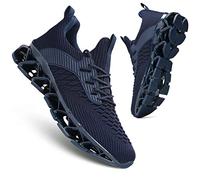 Men's Slip on Walking Running Shoes Blade Tennis Casual Fashion Sneakers Comfort Non Slip Work Sport Athletic Trainer, Dark/Blue, 8 UK