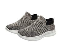 Men's Slip on Walking Running Shoes UK 8.5 Lightweight Breathable Mesh Socks Sneakers Knitted Orthopedic Shoes Low-Top All-Day Comfort Non-Slip Trainers Tennis Shoes Khaki