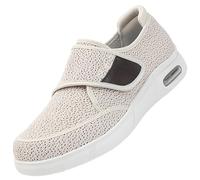 Mens Slip on Walking Shoes Disability for Swollen Feet Hook & Loop Slippers Diabetic for Men Extra Wide Width Orthopedic Adjustable Closure Sneakers Lightweight Anti Sneaker(Beige,5 UK)