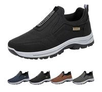 Mens Slip On Walking Shoes Outdoor Trainers Casual Loafers Lightweight Comfy Breathable Hiking Sneakers Non Slip Memory Foam Sports Gym Work Shoes Trekking Athletic Fitness UK Size Black
