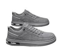 Mens Slip On Walking Shoes - Wide Fit Trainers for Men Lightweight Work Shoe Casual Flat Shoes Comfortable Lace-Up Shoe Casual Trainers with Non-Slip Rubber Sole Fashion Sneakers for Men Grey