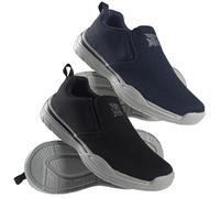 Mens Slip On Wide Fit Memory Foam Sports Casual Walking Running Breathable Canvas Gym Walk Trainers Shoes Sneakers Size (Navy, UK Footwear Size System, Adult, Men, Numeric, Wide, 11)