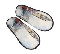 Mens Slipper London Big Ben Watercolor City Cosy Spa Slippers Warm Soft Hotel Slippers Family Travel M