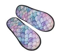 Men's Slipper Marble Fish Scale Mermaid Tail Soft Spa Slippers Plush Comfortable Womens Slippers Indoor Travel L