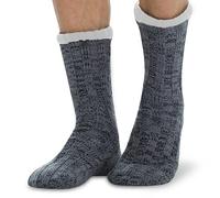 Mens Slipper Socks with Grippers, Fluffy Socks Mens Non Slip Winter Thermal Socks for Raynauds and Severe Cold Feet (Grey, 6-11, UK Footwear Size System, Adult, Men, Numeric Range, Medium, 6, 11)