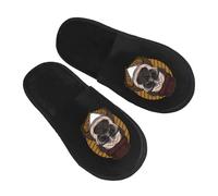 Men's Slipper The Pug With The Hat Lightweight Hotel Slippers Plush Comfortable Spa Slippers Bedroom Indoor M