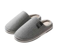 mens slippers beige quilted plush mules, stitched diamond texture, soft inner edge, closed toe indoor slipper with open back, for bedroom, guest rooms, cold mornings, relaxed evening (Light Gray, 4.5)