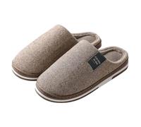 mens slippers beige quilted plush mules, stitched diamond texture, soft inner edge, closed toe indoor slipper with open back, for bedroom, guest rooms, cold mornings, relaxed evenings, e (Coffee, 6.5)
