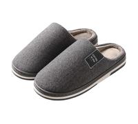 mens slippers beige quilted plush mules, stitched diamond texture, soft inner edge, closed toe indoor slipper with open back, for bedroom, guest rooms, cold mornings, relaxed evenings, eas (Grey, 7.5)