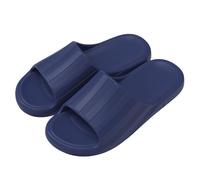 Mens Slippers Black Plain Open Toe Slides, Smooth Wide Strap, Simple Footbed, Backless Sandal Shape with Low Sole, for Home, Beach, Poolside, Travel, Casual Errands, Simple Travel Ready (Navy, 6.5)