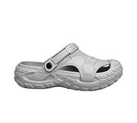 Mens Slippers Black Rugged Outdoor Slide Sandals, Cut Out Sides, Moulded Upper Panels, Open Toe Sporty Sole with Covered Instep, for Beach, Garden, Camping, Travel, Casual Warm Days, Light (Grey, 7)
