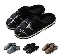 Mens Slippers Check - Plush Slippers Men - Cozy Memory Foam Shoes Slip On Clogs Anti-Skid Shoe Rubber Sole Slipper Indoor Outdoor Footwear With Fuzzy Fuzzy Slipper Soft Plush Mules Thermal Shoes