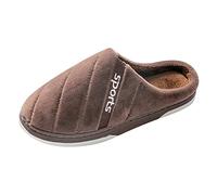 Mens Slippers Comfy Handmade Stitch Microsuede Thick Sole Warm with Thick Foamy Soles for Couples Anti-Slip Rubber Soles Womens Couple Indoor Slip on Winter Footwear Coffee
