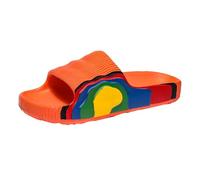 Mens Slippers Cream Rainbow Strap Slide Sandals, Bold Multicolour Side Band, Chunky Base, Open Toe Mule Slide with Raised Sole, for Beach Trips, Pool Days, Holidays, Bright Summer Outfits (Orange, 8)