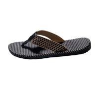 mens slippers grey mesh thong flip flops, breathable patterned strap, woven look footbed, flat open toe sandal with soft casual shape, for home, beach, summer holidays, relaxed garden wea (Black, 6.5)