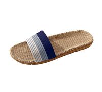 Men's Slippers Men's Linen Fashion Slippers Breathable Bohemia Women's Sandals Flat Beach Shoes Indoor Outdoor Summer Shoes Men's Slippers Summer Beach Men's Fashion Sandals, navy, 10 UK