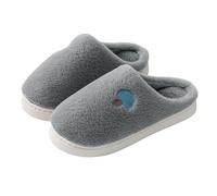 Mens Slippers Olive Embroidered Plush Mules, Soft Fuzzy Upper with Small Leaf Patch, Closed Toe Indoor Shape, Light Sole, for bedrooms, Sofa Evenings, dorms, Cooler Home Mornings, Casual (Grey, 7)