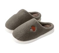 Mens Slippers Olive Embroidered Plush Mules, Soft Fuzzy Upper with Small Leaf Patch, Closed Toe Indoor Shape, Light Sole, for bedrooms, Sofa Evenings, dorms, Cooler Home Mornings, Casual (Coffee, 5)