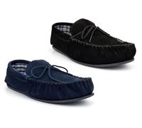Mens Slippers Size 6 Boys Slippers Extra Large Slipper Suede Leather Slipper Size 14 Mens Moccasins Boys Moccasins Sizes 6-15 Real Suede Leather Black/Navy Blue 15 UK
