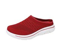 Mens Slippers Summer Slip-On Beach Sandals Backless Clogs Mules Comfortable Casual Home Shoes Soft Flip Flops Leisure Slippers Clogs Non Slip Breathable Mesh Loafers Without Laces Indoor Outdoor Red