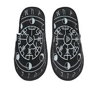 Men'S Slippers Viking Norse Mythology Warrior Compass House Slippers Polyester Bedroom Socks Shoe Casual Lined House Slippers For Bedroom, Spa, Home L