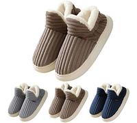Mens Slippers With Fold Down Closed Back Mens Non Slip Slipper Boots Warm Bedroom Sliders Chunky Sole Snow Boots For Indoor & Outdoor House Shoes Gift For Him High-Top Home Sliders