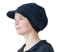 Mens Slouchy Knit Cap with Visor, 100% Cotton Jamaica Hat & Hippie-Style Skater Beanie for Women Navy