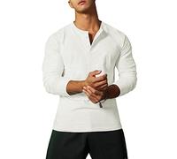 Mens Slub Henley T-Shirts Casual Long Sleeve Soft Comfort Regular Fit Color White Size XXL