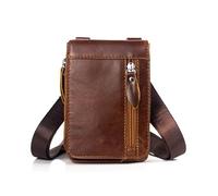Men's Small Baotou Layer Retro Fanny Pack Shoulder Crossbody Bag A Piece(White-Patch Five-Pointed star4) (B 19)