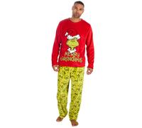 Huggable Hoodie WS-AW24 Adults Mens Grinch Applique warm Fleece Longline Pyjama Set Green Small