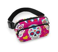 Men's Small Pack, Portable Belt Bag, Fashion Dress Decor Waist Bag with Adjustable Strap Day Dead Mexican Sugar Skull