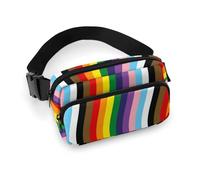 Men's Small Pack, Portable Belt Bag, Fashion Dress Decor Waist Bag with Adjustable Strap LGBTQ Striped Rainbow Pride Flag Colors