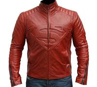 Mens Smallville Clark Kent Man of Steel Superman Leather Jacket Costume Red Biker