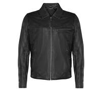 Men's Smart Collar Black Cow Hide Leather Classic Harrington Bomber Jacket M