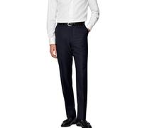 Mens Smart Formal Trousers | Office Workwear Business Suit Bottoms | Flat Front & Straight Leg Dress Pants Classic & Comfort Fit | Waist Sizes 30-50 Inch- Navy 42W/29L