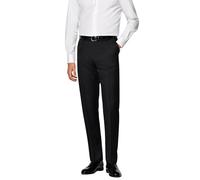 Mens Smart Formal Trousers | Office Workwear Business Suit Bottoms | Flat Front & Straight Leg Dress Pants Classic & Comfort Fit | Waist Sizes 30-50 Inch- Black 44W/31L