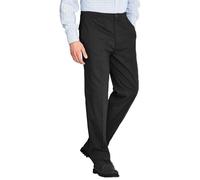 Mens Smart Rugby Trousers Fully Elasticated Stretch Waist Band Draw Cord Comfortable Fit Wrinkle Resistant Lightweight Workwear Bottoms Straight Leg Casual Formal Work Flat Front Pants (Black,36/29)