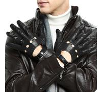 Mens Smart Soft And Thin Excellent Quality Italian Lambskin Touch Screen Black Leather Driving Gloves For Men