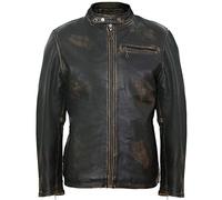 Men's Smart Vintage Distressed Black Leather Biker Jacket Casual Classic Moto Racer Fashion Jacket 4XL