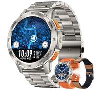 Men's Smartwatch with Bluetooth Calls Torch, 400 mAh Large Battery, 1.53 Inch AMOLED 5ATM Fitness Watch with SpO2 Blood Pressure Monitor, Heart Rate Pedometer, Fitness Watch for iOS Android (Silver)
