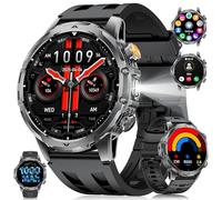 Men's Smartwatch with Calls/1000 mAh Battery for Android iOS, 1.53 Inch HD Large Touchscreen Military Smart Watch with 24H Heart Rate / 110 Sports Modes, IP68 Waterproof Torch Fitness Watch, 3