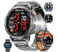Men's Smartwatch with Calls/1000 mAh Battery for Android iOS, 1.53 Inch HD Large Touchscreen Military Smart Watch with 24H Heart Rate / 110 Sports Modes, IP68 Waterproof Torch Fitness Watch, 3