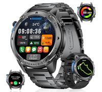 Men's Smartwatch with GPS, Compass, Barometer Print, Altimeter, 1.43 Inch AMOLED Display, 170+ Sports Modes, 5ATM Waterproof, 45+ Day Battery, Military Smartwatch Stainless Steel for Android iOS (2