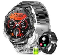 Men's Smartwatch with Phone Function (LED Torch), 1.9 Inch HD Large Screen, 700 mAh Battery, 120+ Sports Modes, IP68 Waterproof, 24/7 Heart Rate, Sleep Monitor, Stainless Steel Smart Watch for Android