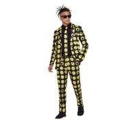 Smiffys Smiley Stand-Out Suit Yellow & Black Jacket, Trousers & Tie, Official Smiley License Costume with Yellow & Black Boxed Packaging, Bold, Head-Turning Suit for Events, Parties & Festivals