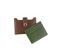 Men's Smooth Nappa Leather Card Holder with RFID Blocking and Case - English Tan/Olive / One