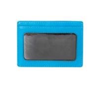 Men's Smooth Nappa Leather Card Holder with RFID Blocking and Window Pocket - BLACK/TURQUOISE / ONE